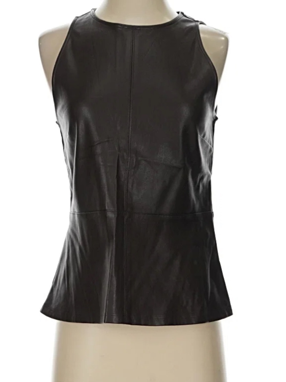 Ann Taylor Black Faux Leather Sleeveless Tank